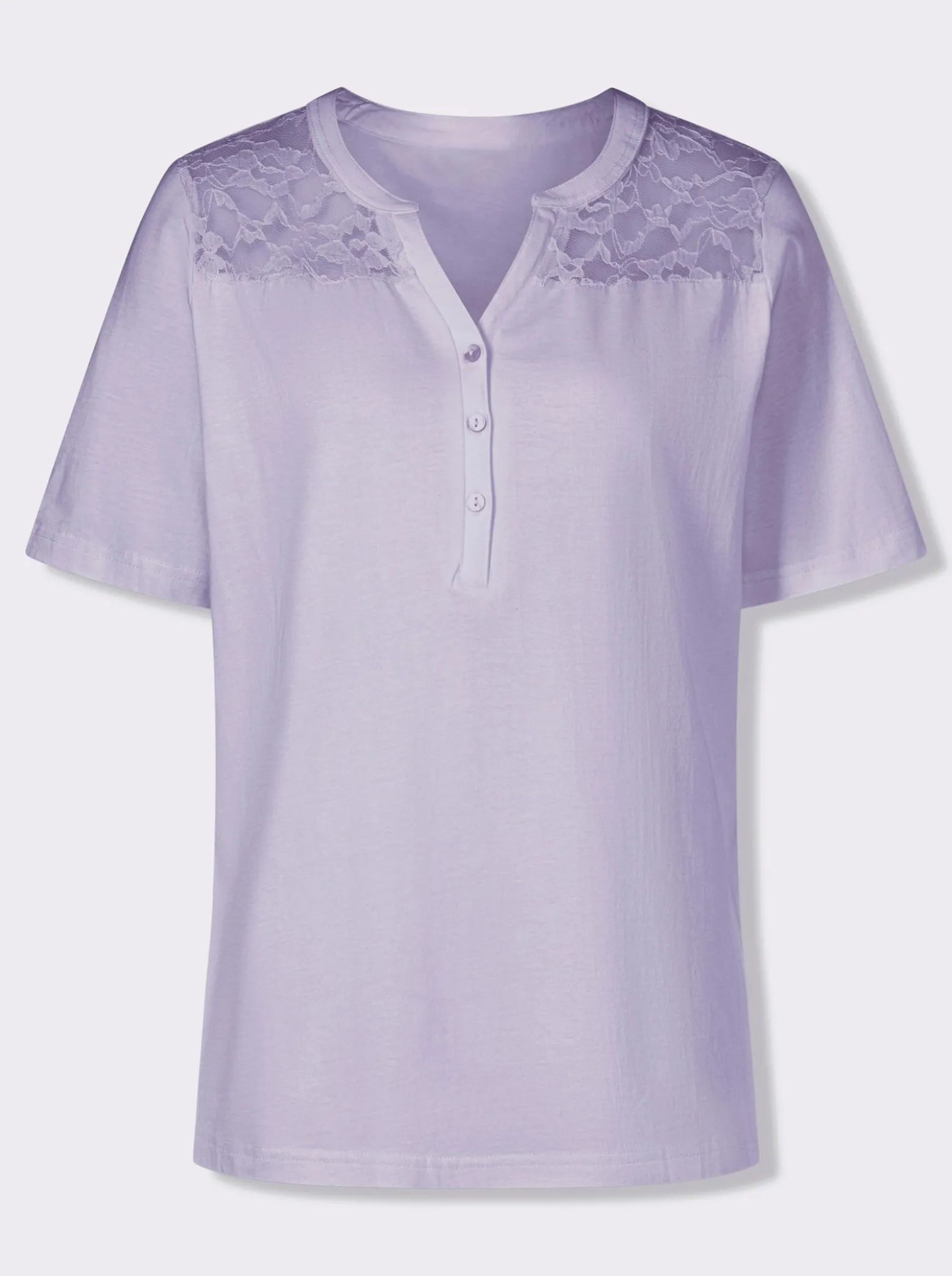 Kurzarmshirt mit Spitzen-Einsatz