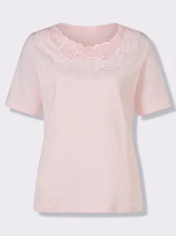 Kurzarmshirt mit Spitzeneinsatz