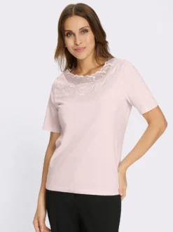 Kurzarmshirt mit Spitzeneinsatz