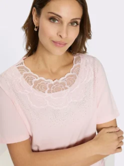 Kurzarmshirt mit Spitzeneinsatz