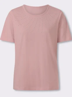 Kurzarmshirt mit Steinchen-Verzierung
