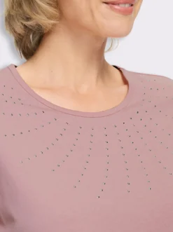 Kurzarmshirt mit Steinchen-Verzierung