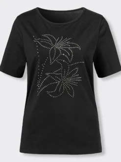 Kurzarmshirt mit Steinchen verziert