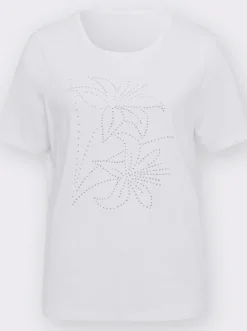 Kurzarmshirt mit Steinchen verziert