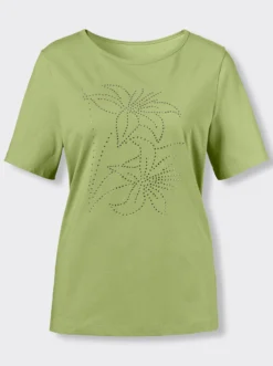 Kurzarmshirt mit Steinchen verziert
