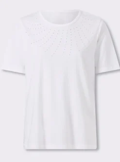 Kurzarmshirt mit Steinchen-Verzierung