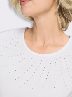 Kurzarmshirt mit Steinchen-Verzierung