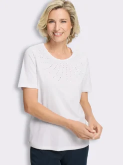 Kurzarmshirt mit Steinchen-Verzierung