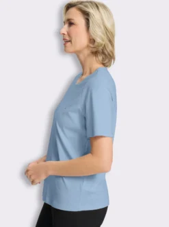 Kurzarmshirt mit Steinchen-Verzierung
