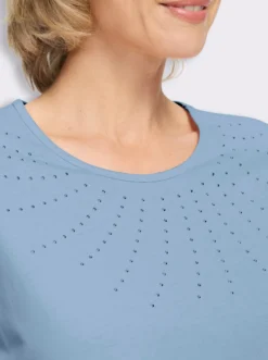 Kurzarmshirt mit Steinchen-Verzierung