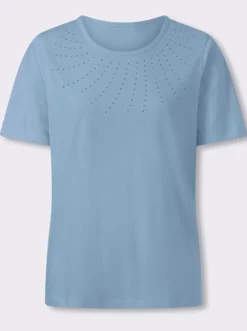 Kurzarmshirt mit Steinchen-Verzierung