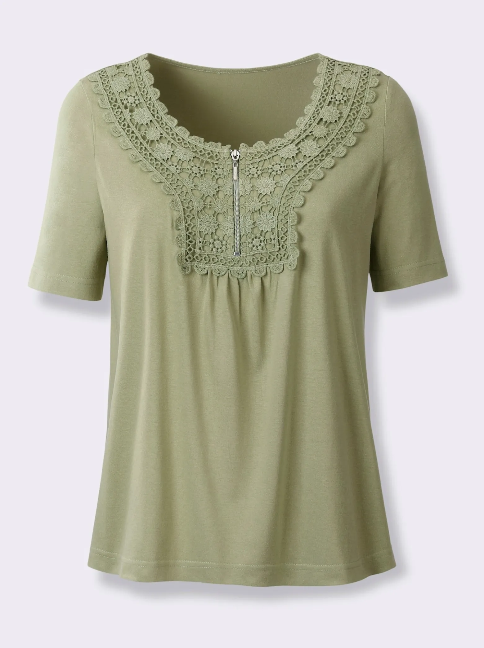 Kurzarmshirt mit Stickerei