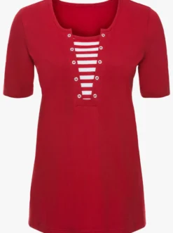 Kurzarmshirt mit Streifen-Einsatz