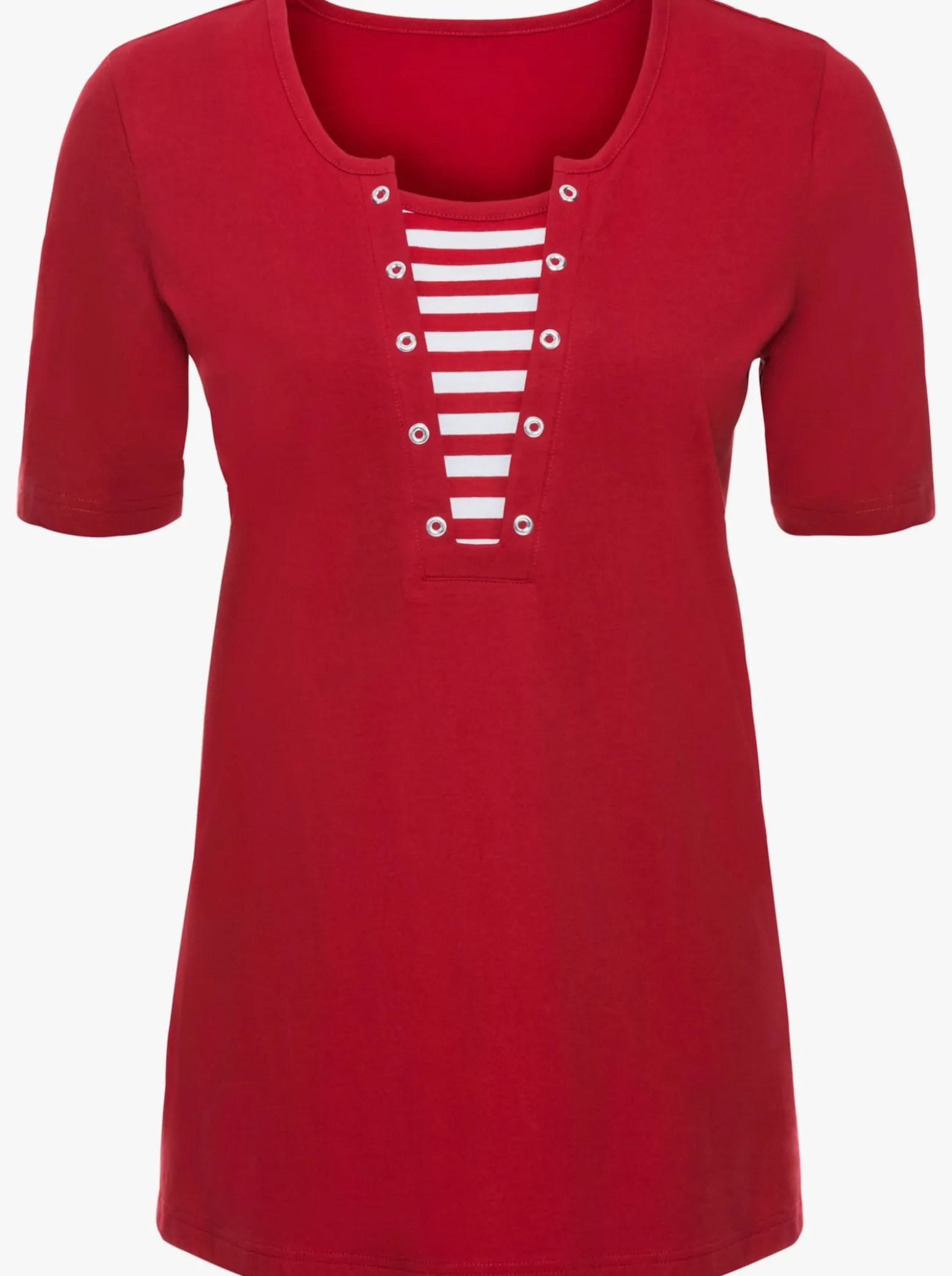 Kurzarmshirt mit Streifen-Einsatz