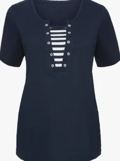 Kurzarmshirt mit Streifen-Einsatz