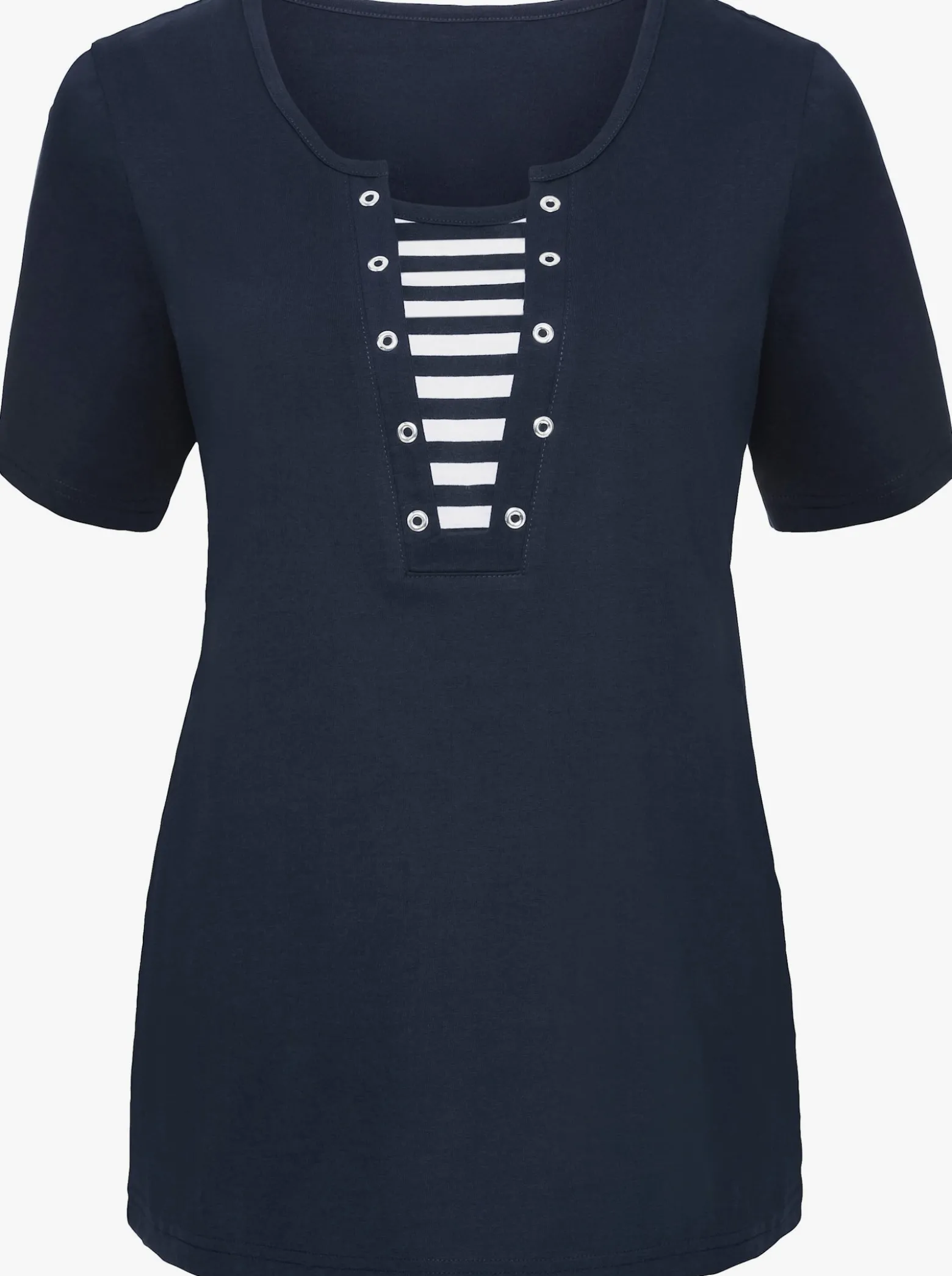 Kurzarmshirt mit Streifen-Einsatz