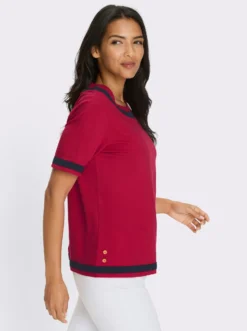 Kurzarmshirt mit Streifen-Verzierungen