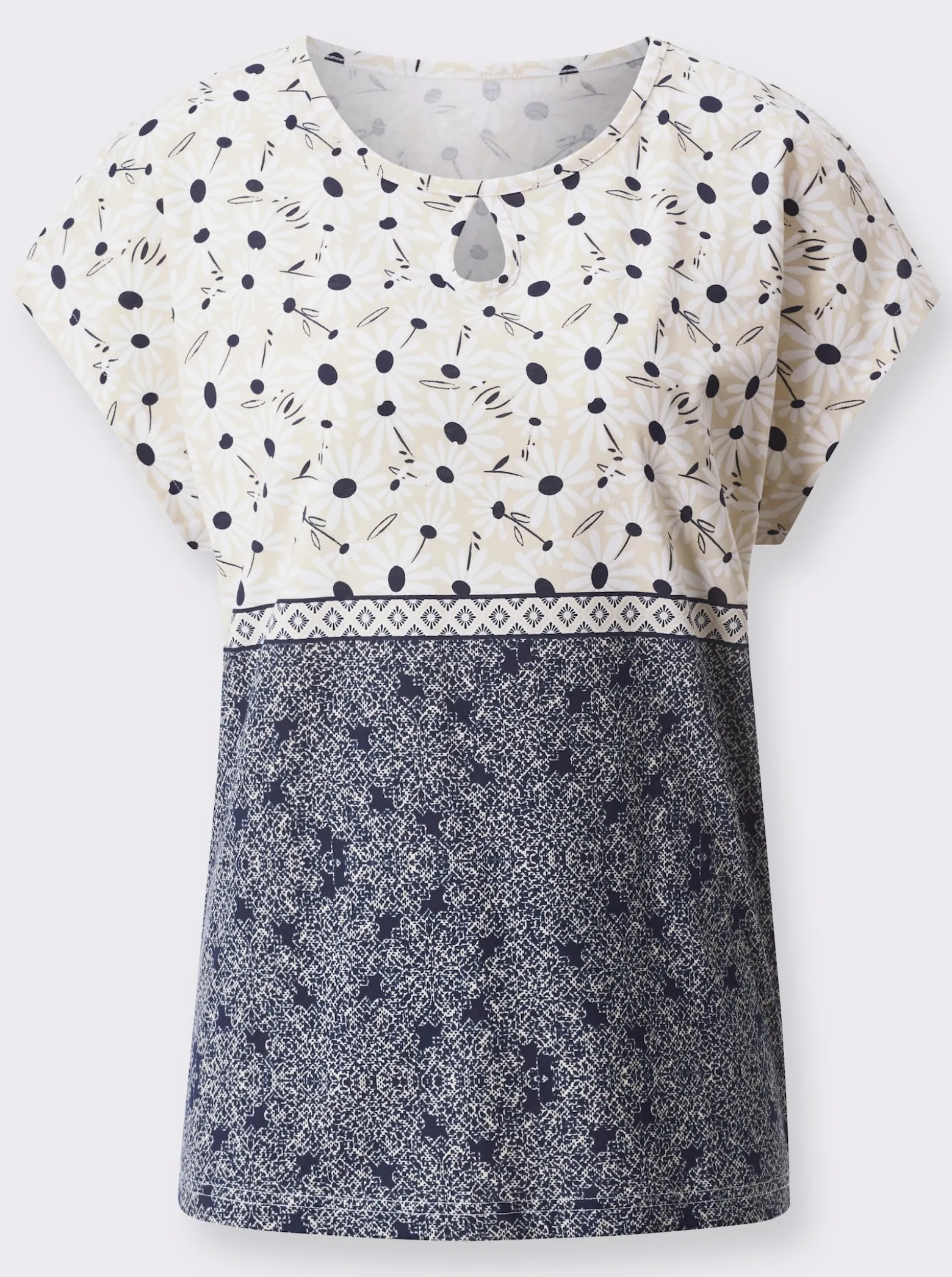 Kurzarmshirt mit Tropfen-Ausschnitt