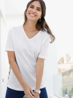 Kurzarmshirt mit V-Ausschnitt