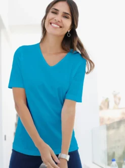 Kurzarmshirt mit V-Ausschnitt