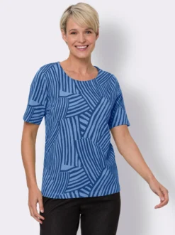 Kurzarmshirt mit Wellenmuster