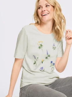 Kurzarmshirt mit Wiesenblumen-Druck