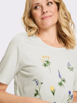 Kurzarmshirt mit Wiesenblumen-Druck