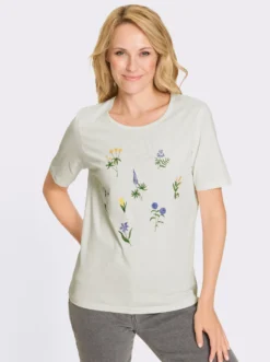 Kurzarmshirt mit Wiesenblumen-Druck