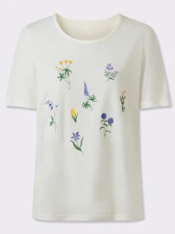 Kurzarmshirt mit Wiesenblumen-Druck