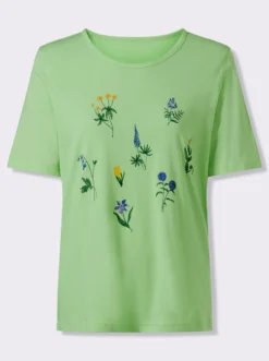 Kurzarmshirt mit Wiesenblumen-Druck