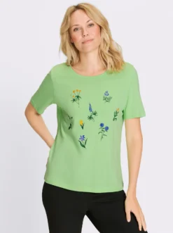 Kurzarmshirt mit Wiesenblumen-Druck