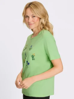 Kurzarmshirt mit Wiesenblumen-Druck