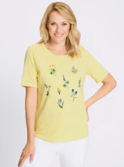 Kurzarmshirt mit Wiesenblumen-Druck