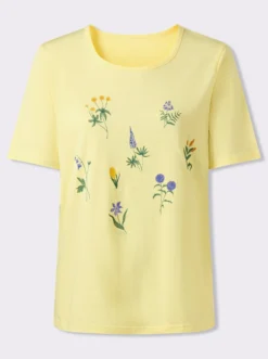 Kurzarmshirt mit Wiesenblumen-Druck