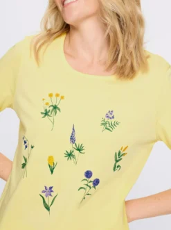 Kurzarmshirt mit Wiesenblumen-Druck