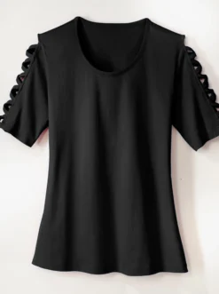 Kurzarmshirt mit Zier-Bändern