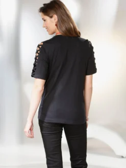Kurzarmshirt mit Zier-Bändern