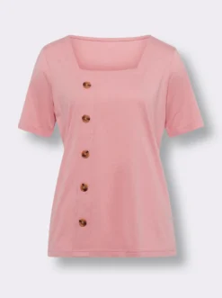 Kurzarmshirt mit Zierknopfleiste
