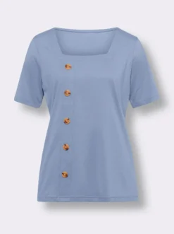 Kurzarmshirt mit Zierknopfleiste