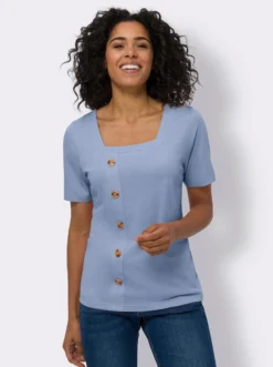Kurzarmshirt mit Zierknopfleiste