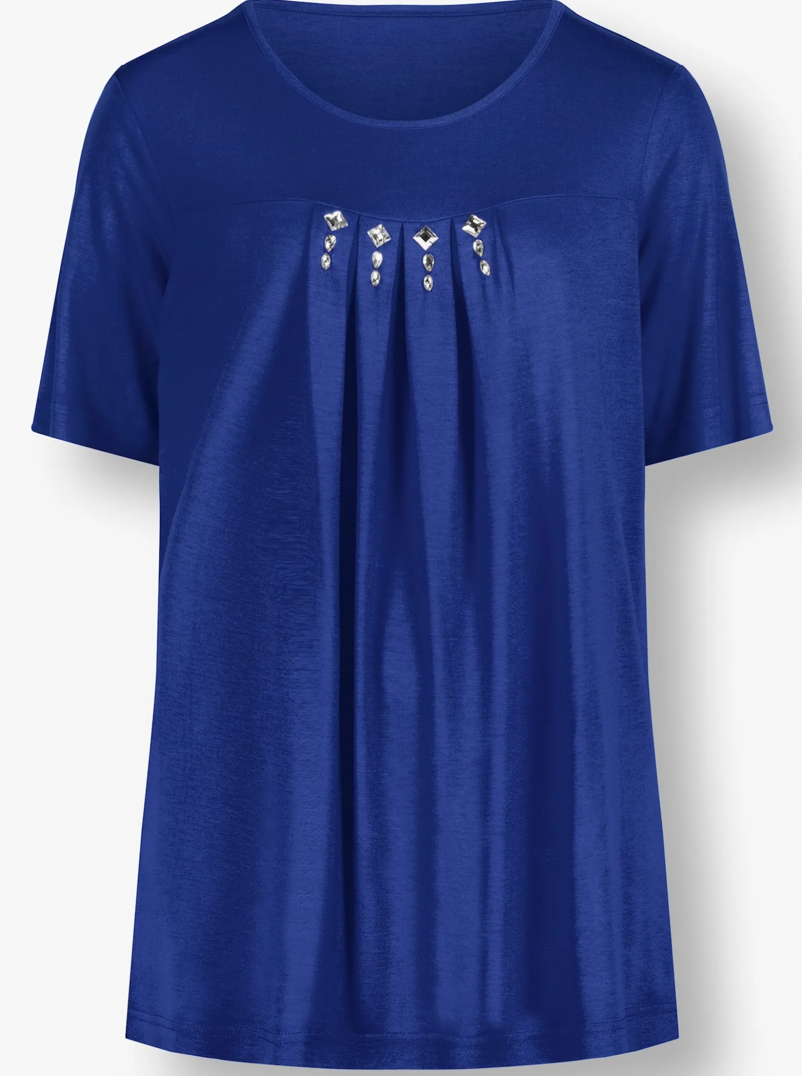 Kurzarmshirt mit Ziersteinchen, reine Viskose