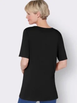 Kurzarmshirt mit Ziersteinchen, reine Viskose