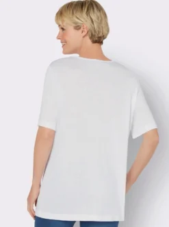 Kurzarmshirt mit Ziersteinchen, reine Viskose