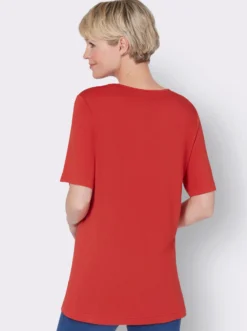 Kurzarmshirt mit Ziersteinchen, reine Viskose