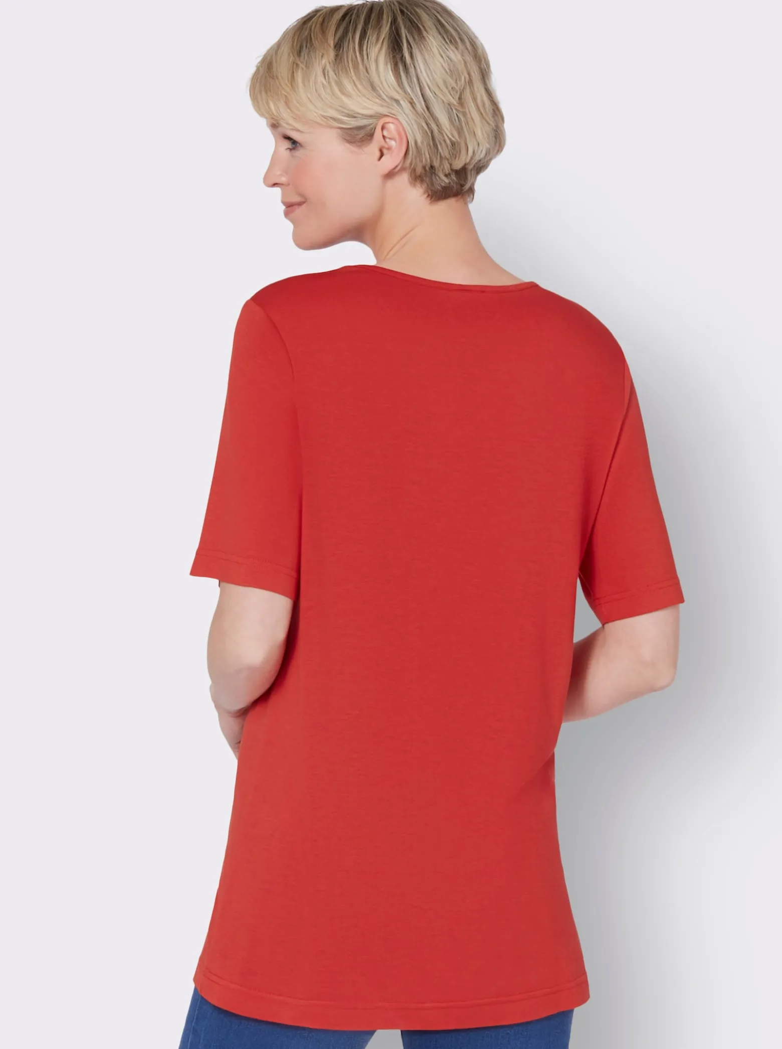 Kurzarmshirt mit Ziersteinchen, reine Viskose