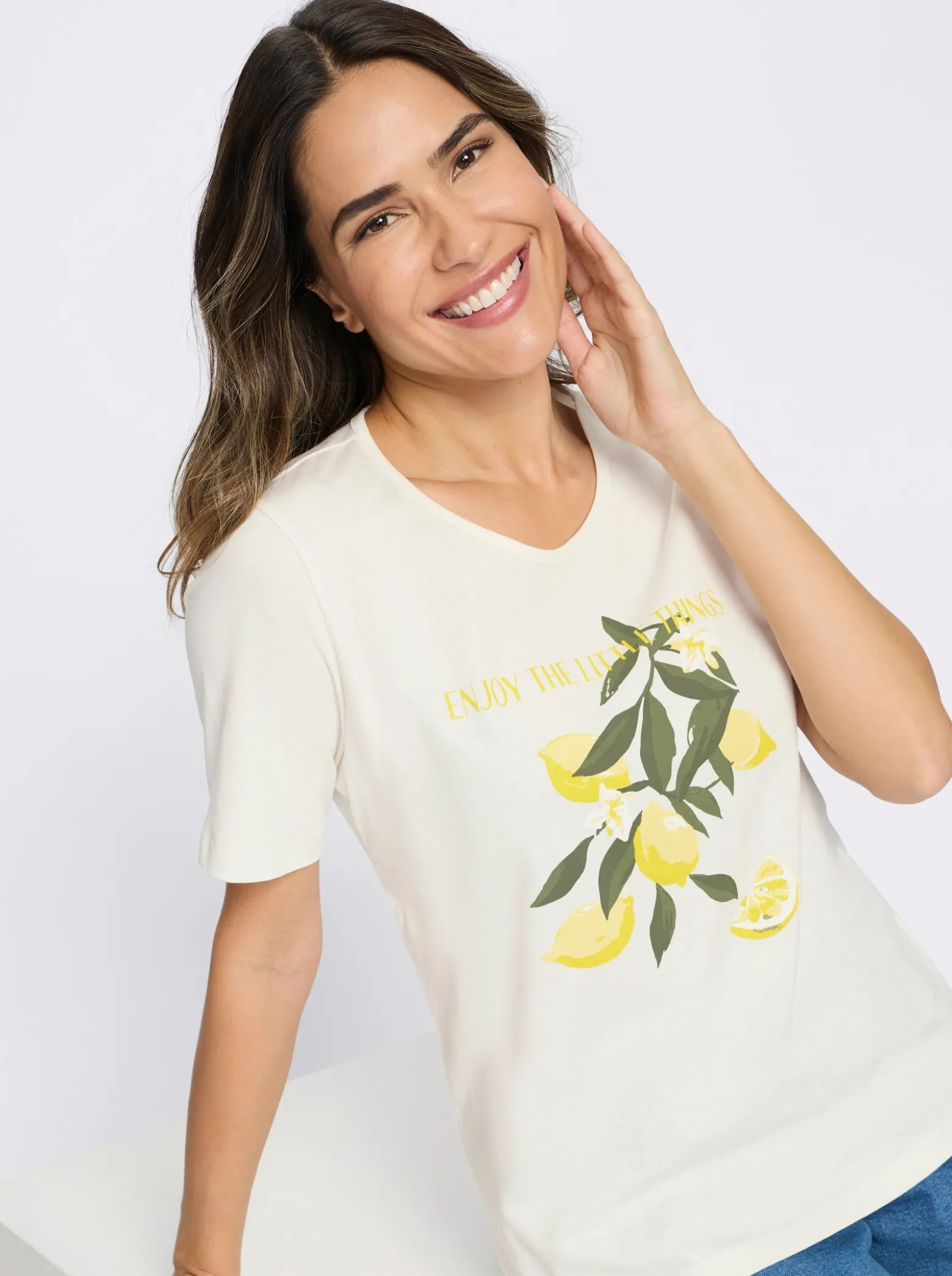 Kurzarmshirt mit Zitronen-Motiv