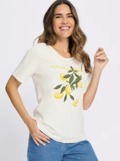 Kurzarmshirt mit Zitronen-Motiv