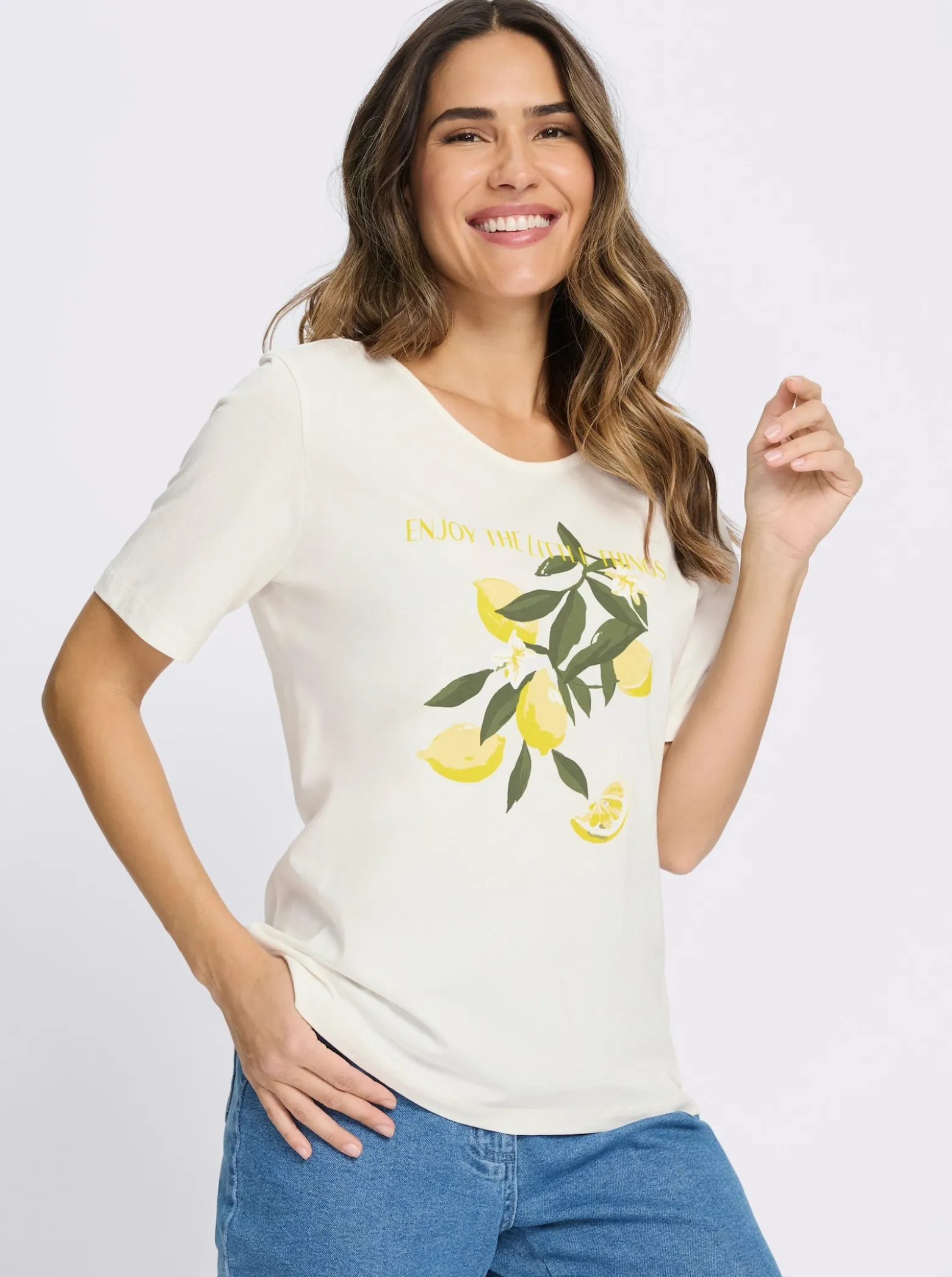 Kurzarmshirt mit Zitronen-Motiv