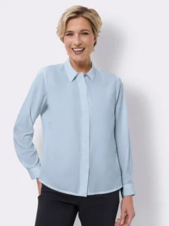 Langarm-Bluse mit verdeckter Knopfleiste