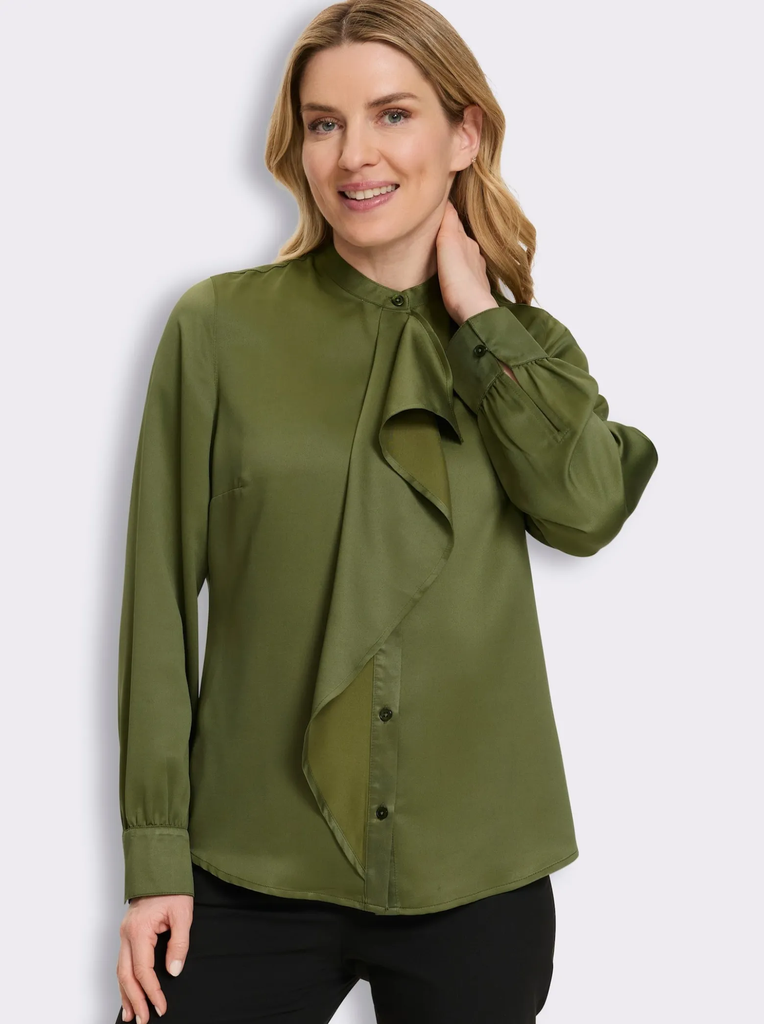 Langarm-Bluse mit Volant